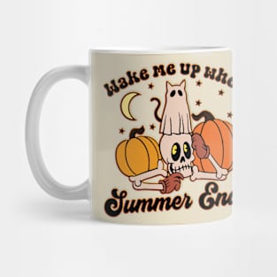 Wake Me Up When Summer Ends Funny Skeleton Halloween Mug